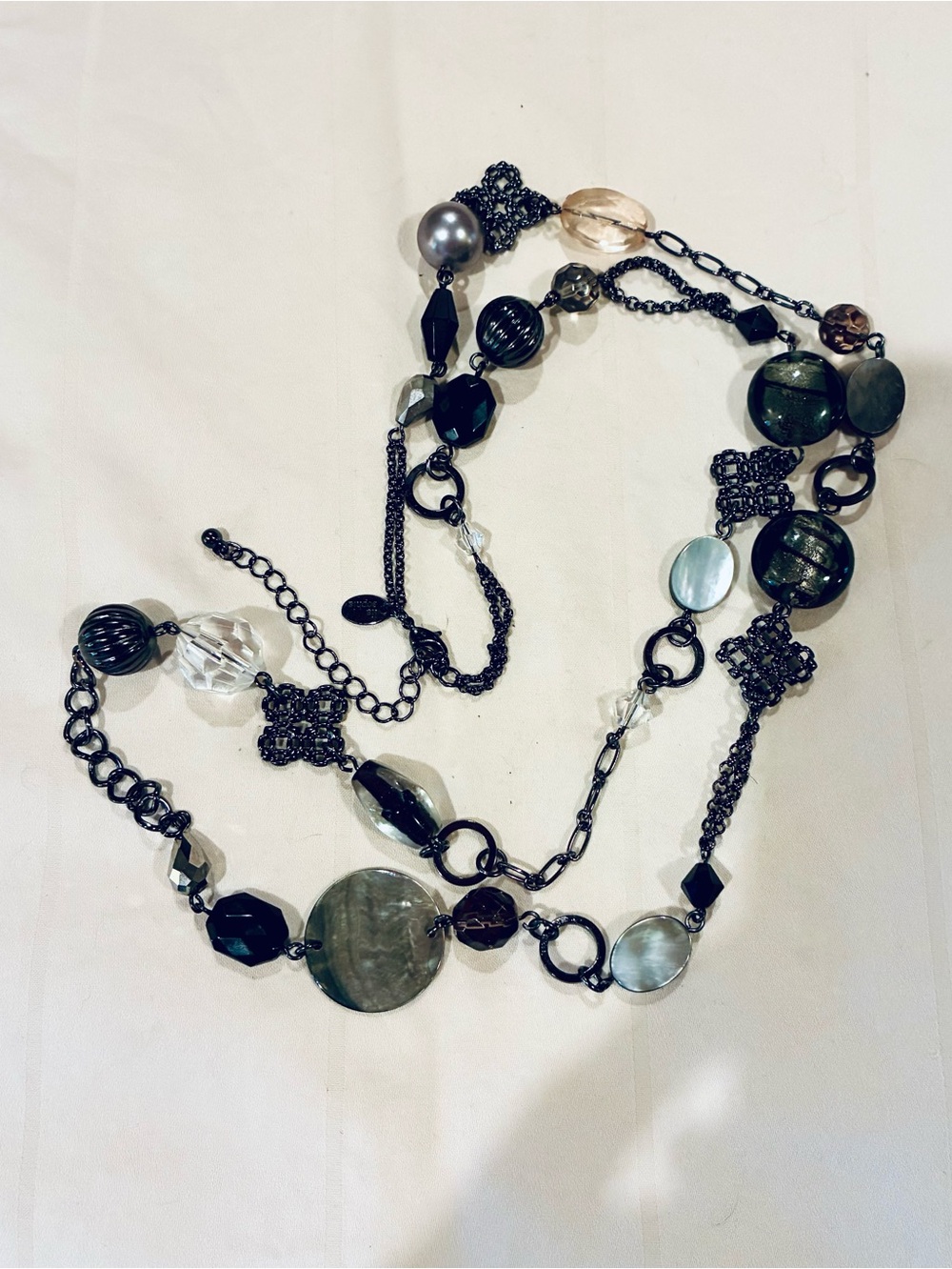 Lia Sophia Long Black Beaded Fashion Necklace